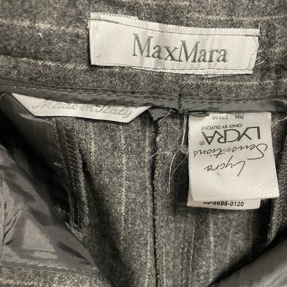 Max Mara Wool Blend Gray Pinstripe Pleated Cuffed Trouser Pants Womens US 2 - Picture 8 of 8